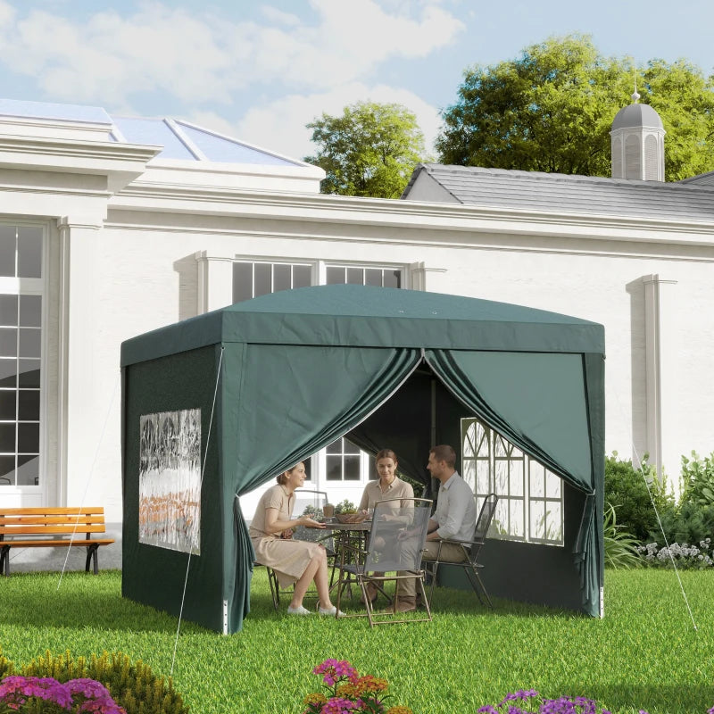 10'x10' Outdoor Pop Up Party Tent Wedding Gazebo Canopy with Carrying Bag (Dark Green)