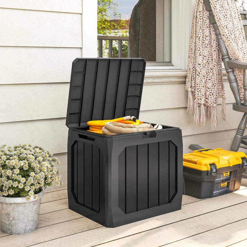 32 Gallon Deck Box, Resin Outdoor Storage Box with Handles, Waterproof and UV Resistant Storage Container