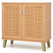 2-Door 4-Tier Shoe Cabinet Storage Organizer with Ventilated Woven Doors-Teak