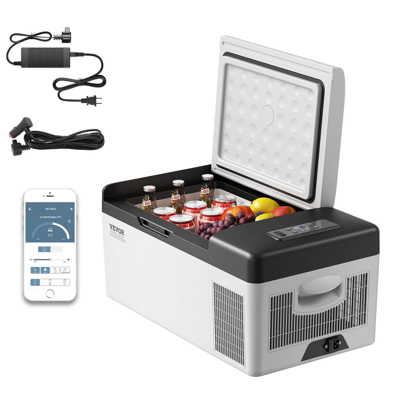 VEVOR 12 Volt Car Refrigerator Portable Freezer 16Qt Truck RV Fridge APP Control