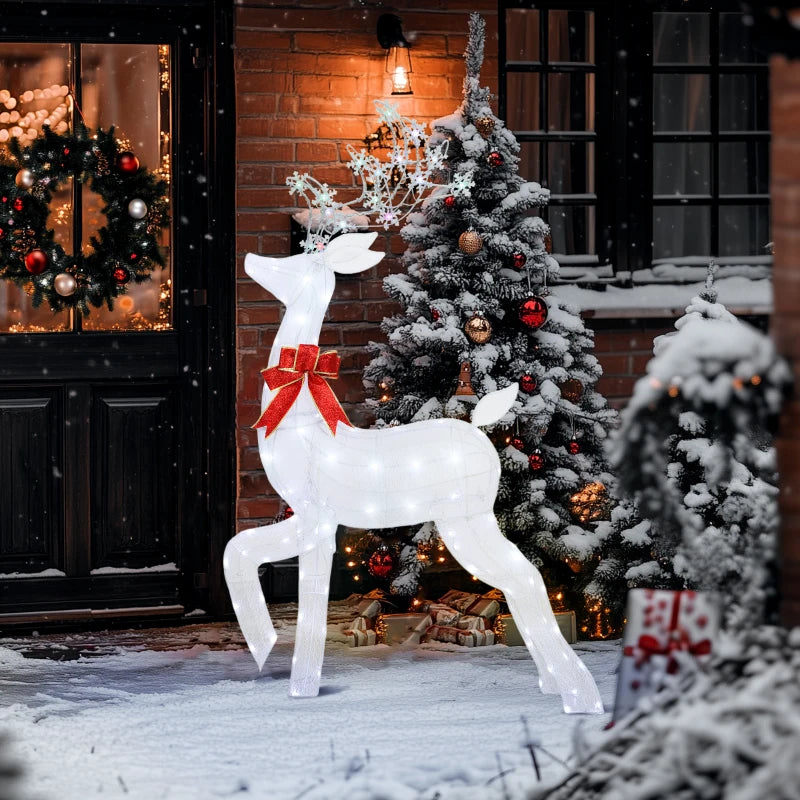 4.3FT Lighted Christmas Reindeer, Christmas Decor with RGB and Warm White LEDs, Stakes and Zip Ties, IP44 Waterproof