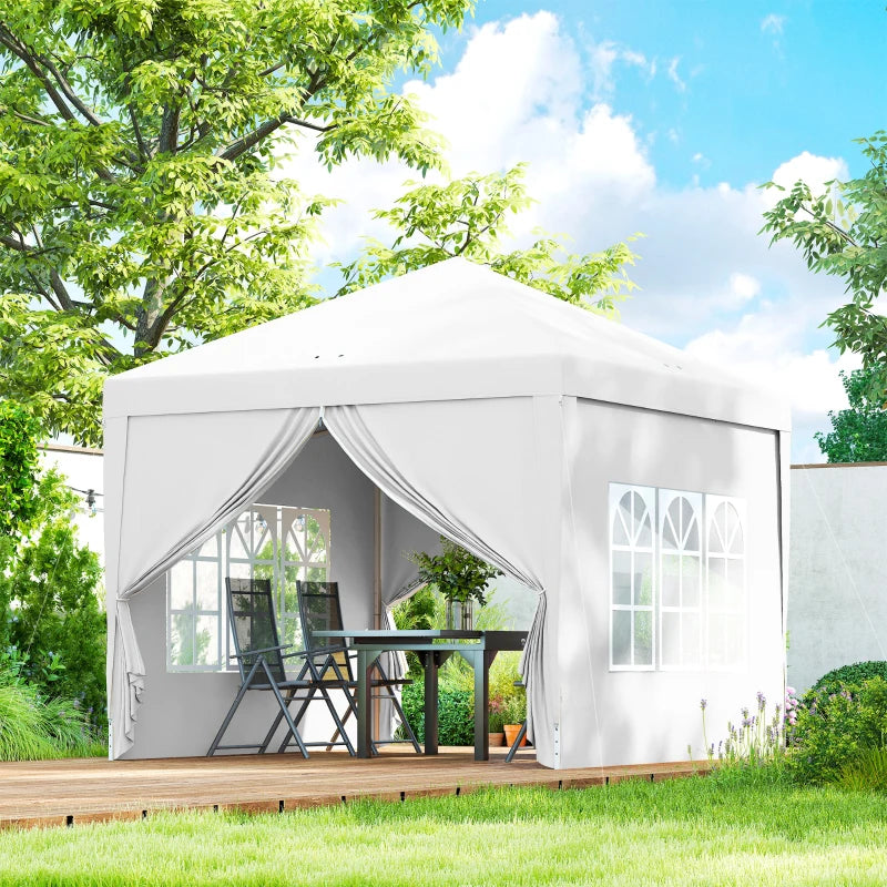 10'x10' Outdoor Pop Up Party Tent Wedding Gazebo Canopy with Carrying Bag (White)