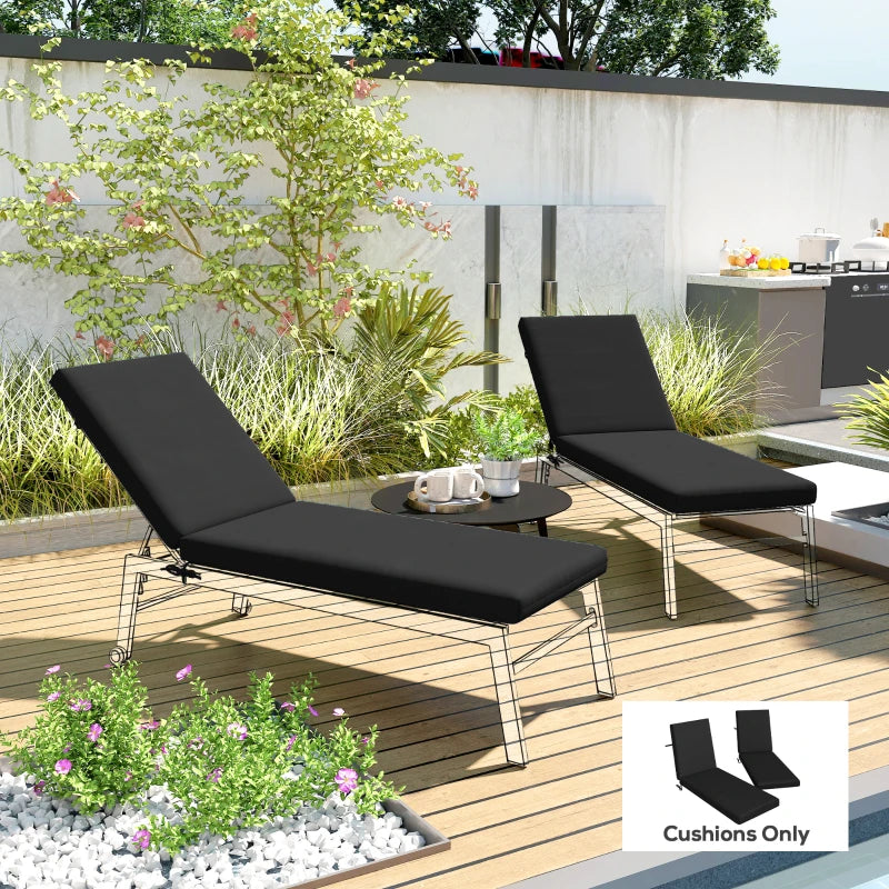 2-Piece Back and Seat Cushion Pillows Replacement, Patio Chair Cushions Set with Ties for Indoor Outdoor, Black