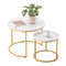 VEVOR Nesting Coffee Table Set of 2 Round Coffee Table 23.6 in (White & Gold)