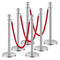 VEVOR 6 Pcs Silver Stanchion Post 3 Red Velvet Ropes Sand Injection Hollow Base