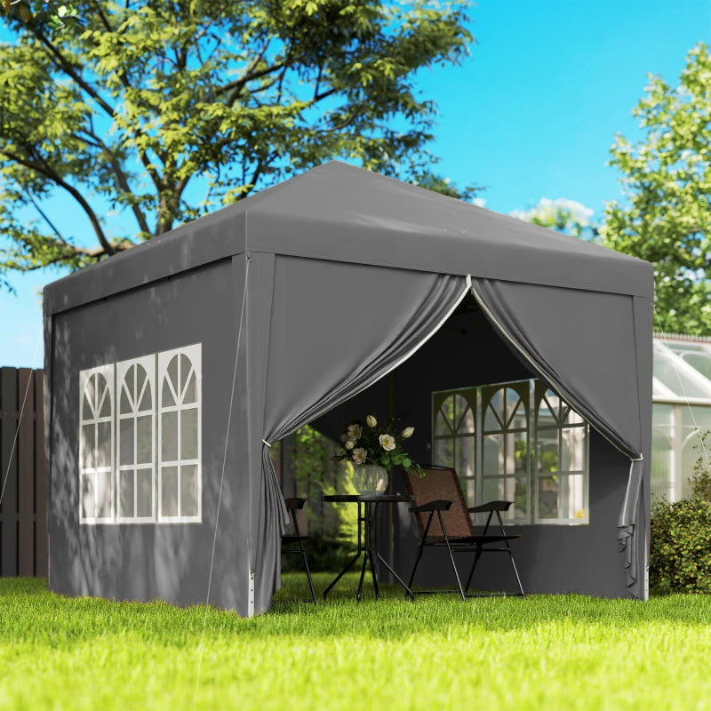 10'x10' Outdoor Pop Up Party Tent Wedding Gazebo Canopy with Carrying Bag (Grey)