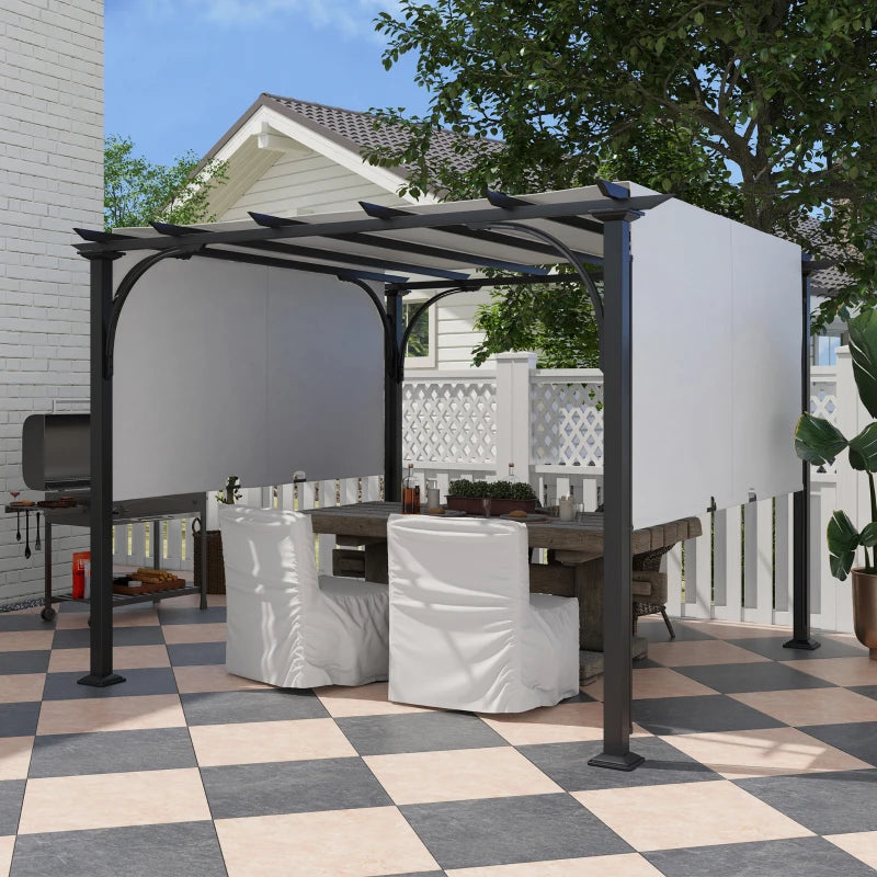 10' x 10' Outdoor Pergola Patio Gazebo Canopy Sun Shelter, Steel Frame, White