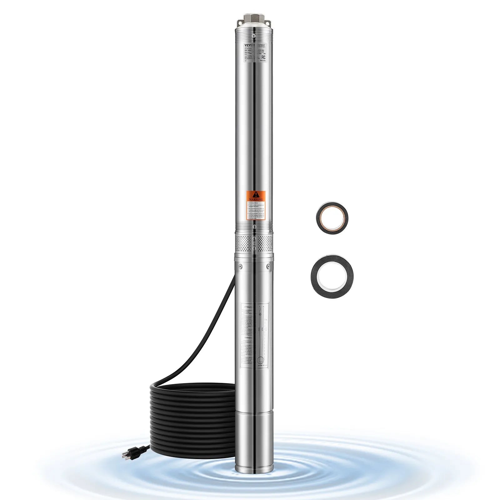 VEVOR 2HP Deep Well Submersible Pump Stainless Steel Water Pump 31.7 GPM 450 ft