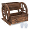 2-Tier Raised Garden Bed Rustic Wood Wagon Shape with Drainage Holes and Wheels-Coffee