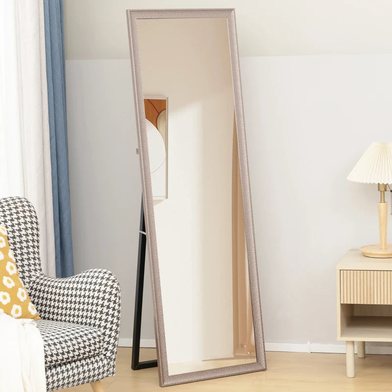 64" x 21" Rectangular Full Length Mirror with Frame, Free Standing, Wall Mounted or Leaning, Gunmetal Silver