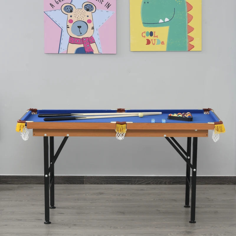 Soozier 55" Mini Pool Table Portable Billiard Table Includes Cues, Ball, Chalk, Rack, Blue