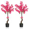 2 Pack 41 Inch Artificial Plum Blossom Tree Fake Floral Plant with 92 Flowers-Red