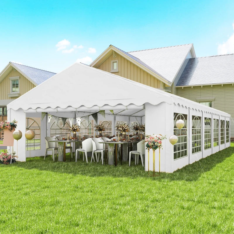 20' x 40' Party Tent Outdoor Canopy Tent with Removable Sidewalls, 12 Windows for Parties, Wedding, Events, BBQ, White
