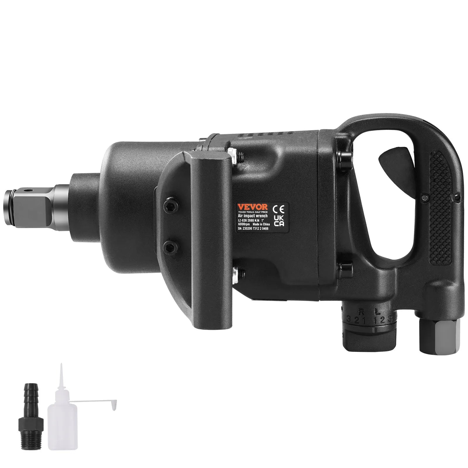 VEVOR 1 Inch Air Impact Wrench, Up to 2730 ft-lbs Reverse Torque Output 1" Pneumatic Impact Gun Lightweight w/ 2 Handles for Heavy Duty Repairs and Maintenance