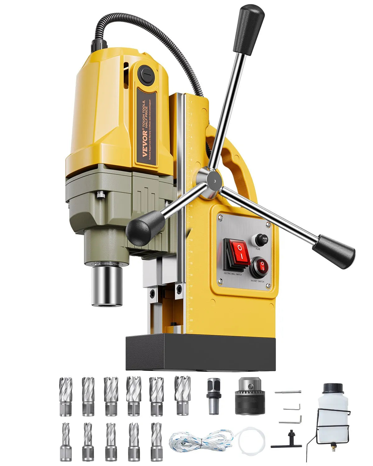 Magnetic Drill 1400W 2922 lbf Mag Drill Press 2 in Boring Diameter 0-750 RPM