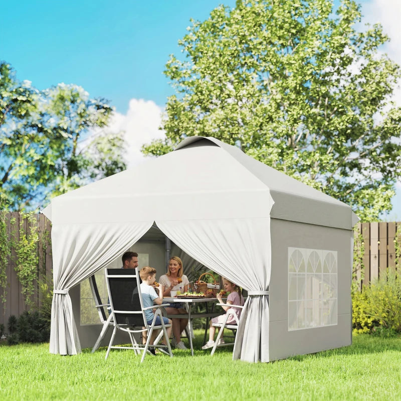 10' x 10' Pop Up Canopy Tent, Instant Sun Shelter, Tents for Parties, with Wheeled Carry Bag, White