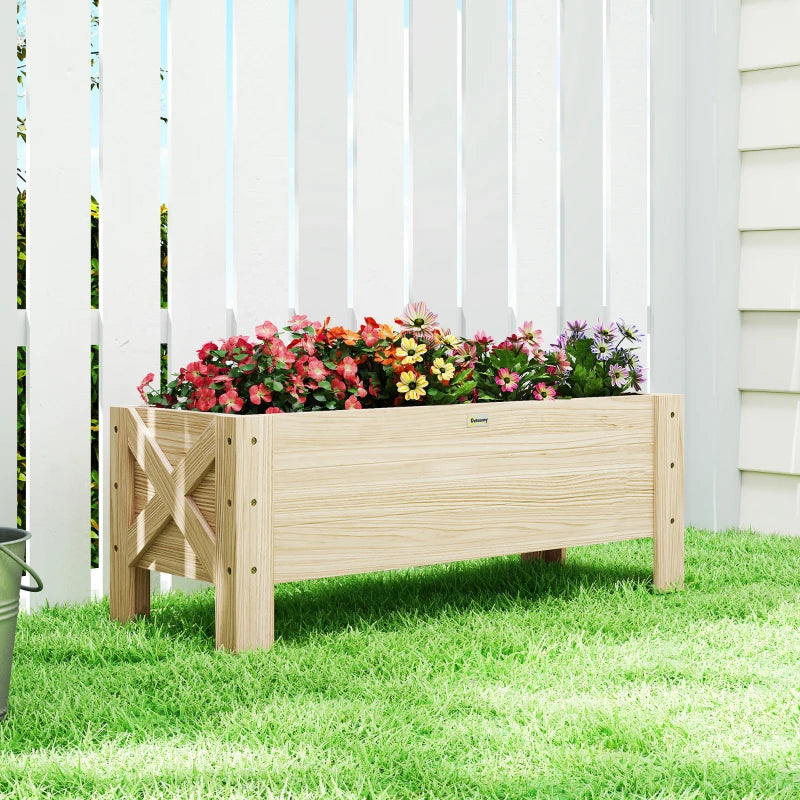 3.3 x 1.2 x 1.2 ft Garden Raised Bed Planter Grow Containers for Outdoor Patio Plant Flower Vegetable Pot, Natural