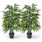 2 Pack Fake Bamboo Leave Tree with 3 PE Bamboo Trunk-Green