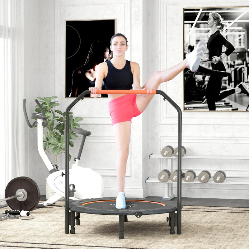 Soozier 45" Foldable Mini Fitness Trampoline, with Adjustable Foam Handle, Orange