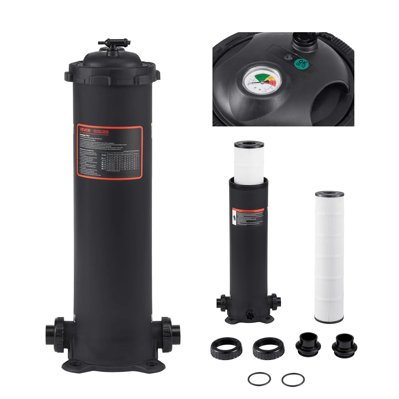 VEVOR 100 sq.ft² Cartridge Pool Filter Valve 6142 GPH Swimming Pool Filtration