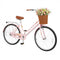 26 Inch Beach Cruiser Bike for Women with Woven Basket and Rear Rack - Pink