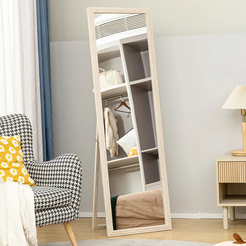 64" x 21" Full Length Mirror, Standing, Wall-Mounted or Leaning Against Wall, for Bedroom, Living Room, White