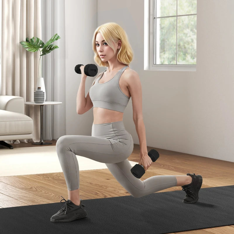 Soozier 2 x 10lbs Dumbbells Set with Non-Slip Grip, Rubber Covered Weights for Men Women Home Gym Workout