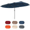 15.5 FT Extra-Large Patio Umbrella with LED Solar Lights and Crank Handle-Navy