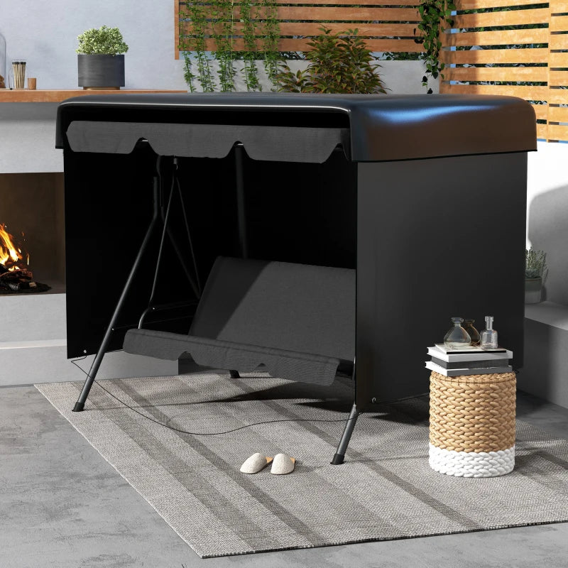 3-Seater Patio Swing Cover, Outdoor Garden Furniture Protection, 85" x 61" x 59", Black