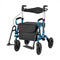2-in-1 Foldable Rollator Walker with Seat abd 9 Inch Pneumatic Tires for Seniors-Navy