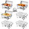 VEVOR 8 Qt 6 Pack Rectangle Chafing Dish Buffet Set Fullsize Pan Stainless Steel