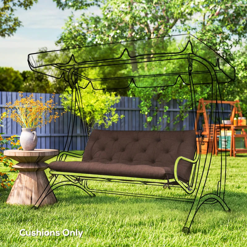2 Seater Garden Bench Cushion, Soft Thick Outdoor Non-Slip 2 Seater Soft Pad With Backrest, 47" x 43" x 4", Coffee
