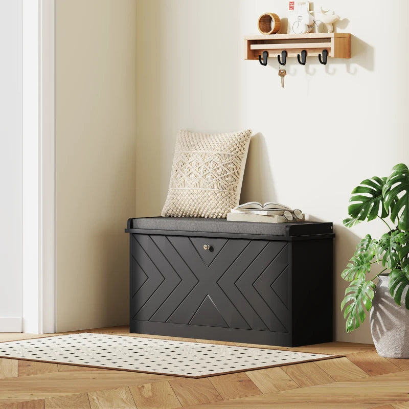 Shoe Storage with Seat, Upholstered Hallway Bench, Shoe Bench with Flip Drawer, Adjustable Shelf for 6-8 Pairs of Shoes