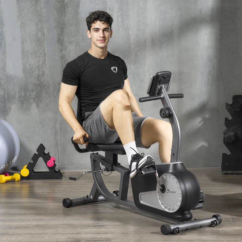Soozier Exercise Bike, Stationary Bike with 8-Level Magnetic Resistance, LCD Display, Adjustable Seat and Backrest for Home Gym