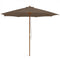 10 Feet Patio Umbrella with 8 Wooden Ribs and 3 Adjustable Heights-Brown