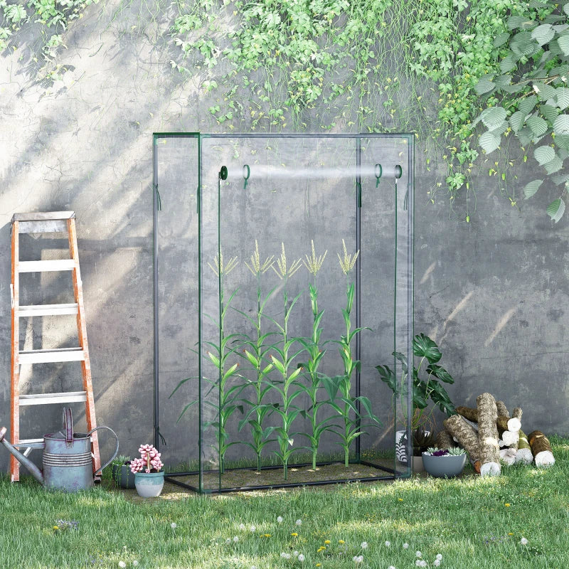 40"L x 20"W x 59"H Walk-in Garden Greenhouse with Steel Frame Outdoor Hot House Tomato Plant Warm House w/ Roll up Door, Plastic Cover, Clear
