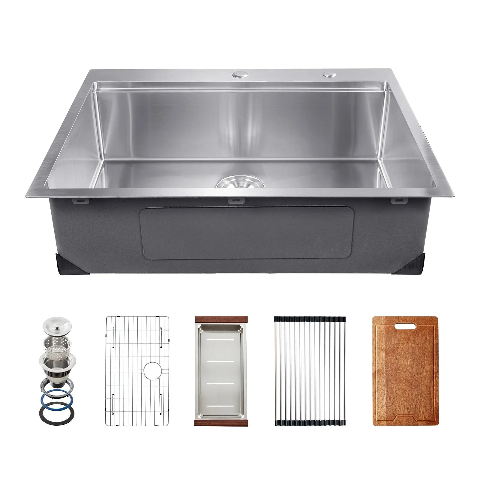 VEVOR 30" Kitchen Sink Top Mount Single Bowl Drop-In Basin Stainless Steel Bar