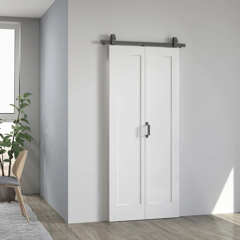 35" x 83" Sliding Door with 3.6FT Bi-Folding Door, Hardware Kit Included & Handle, DIY Paintable MDF Surface
