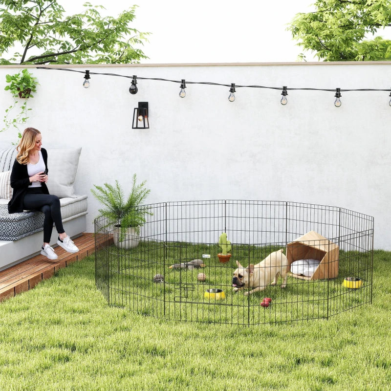 24inch Foldable Metal Exercise Pet Playpen Yard Dog Puppy Kennel Cage 12 Panels