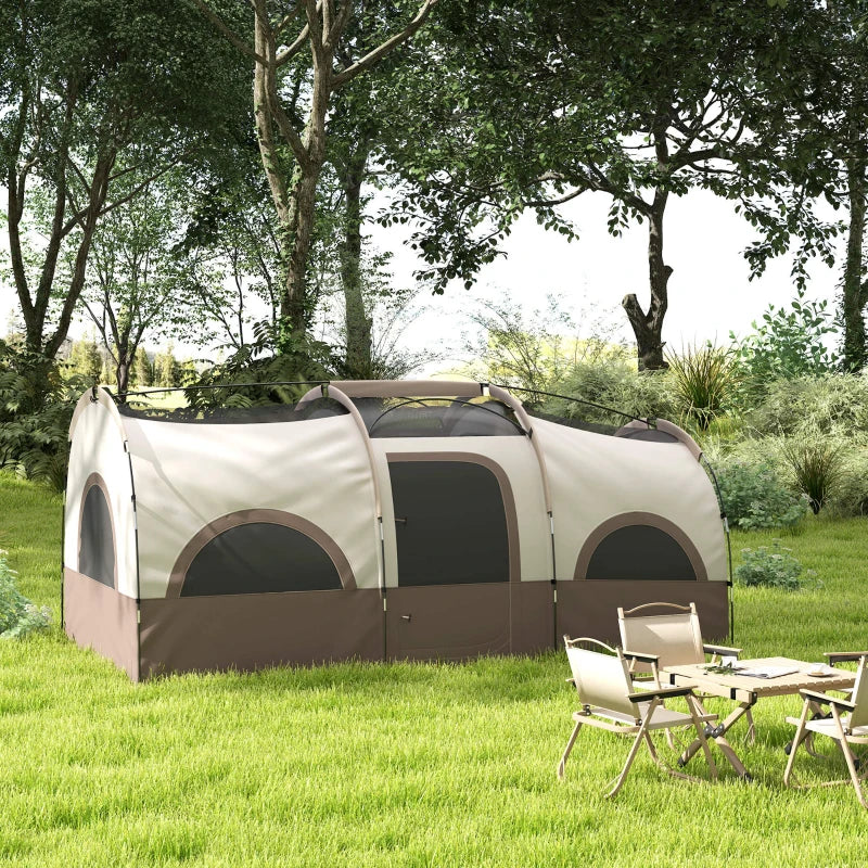 4-6 Person Camping Tent, 3 Room Cabin Tent, 3000mm Waterproof and UPF30+ with Sewn in Groundsheet and Carry Bag, Khaki