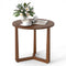 22.5 inch Round Side Table Farmhouse End Table with Sturdy Rubber Wood Legs and Triangular Structure-Walnut