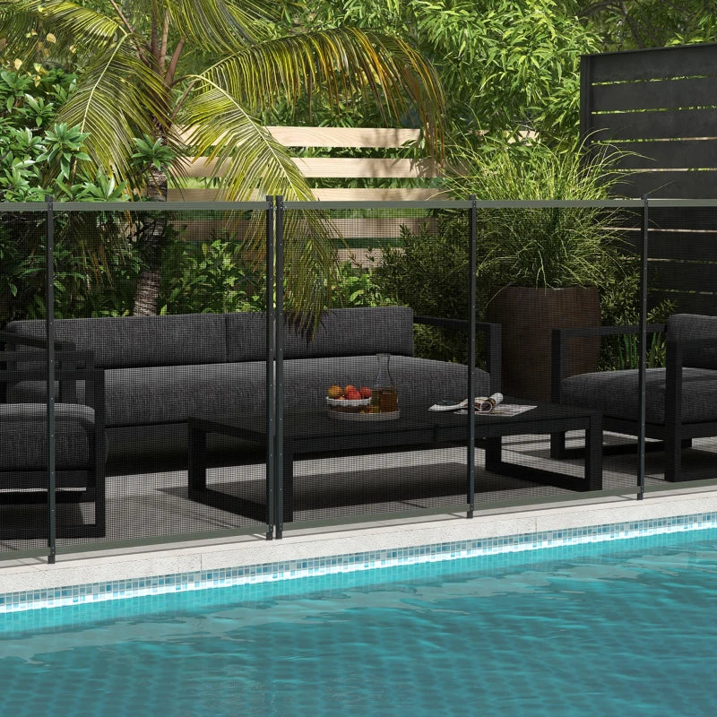 4 Panel Swimming Pool Fence, Aluminium Rustproof Pool Fencing, 4' x 12', Black