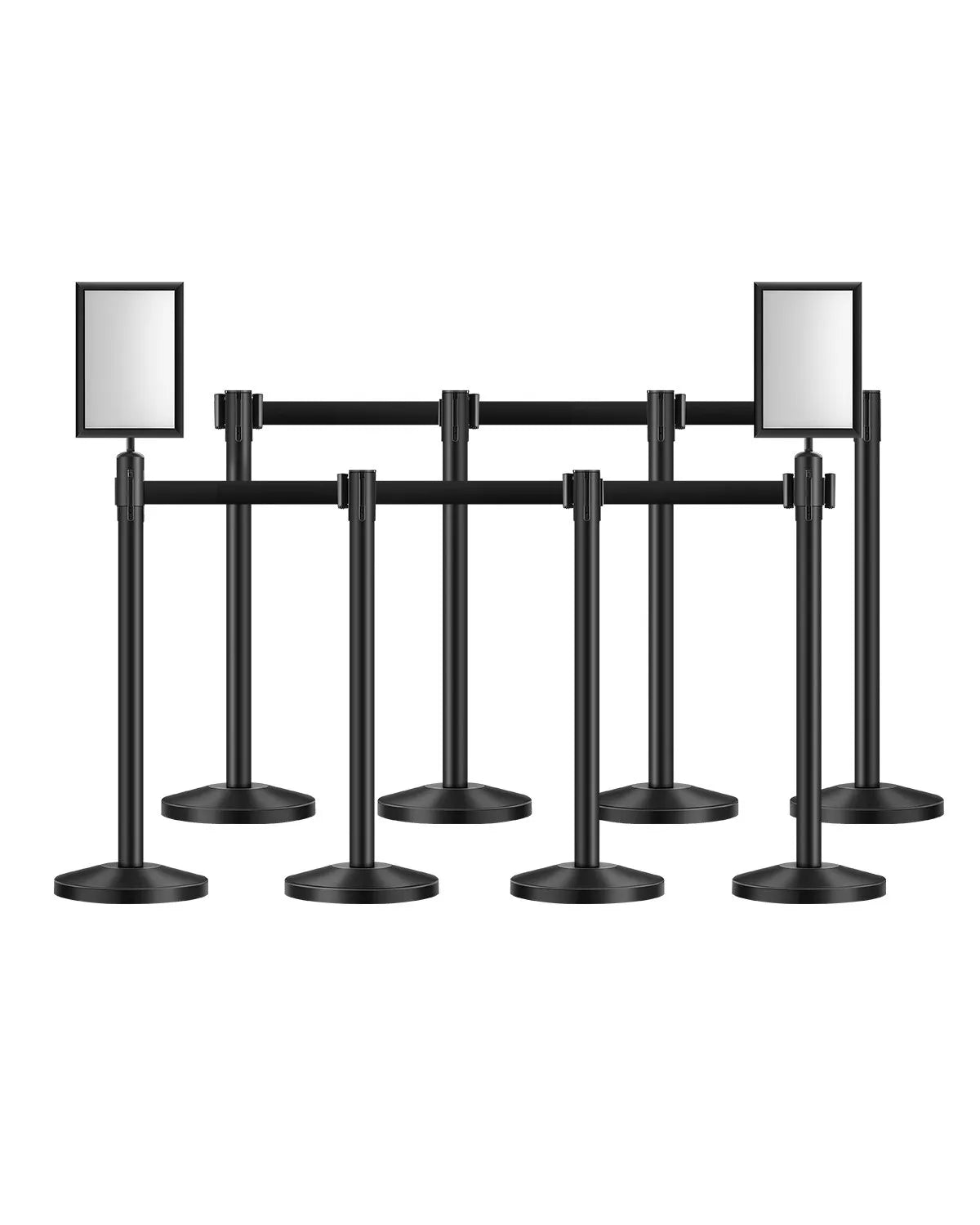 VEVOR 8 Pcs Stanchion Post with 4 Retractable Belts & 2 Sign Holders Hollow Base