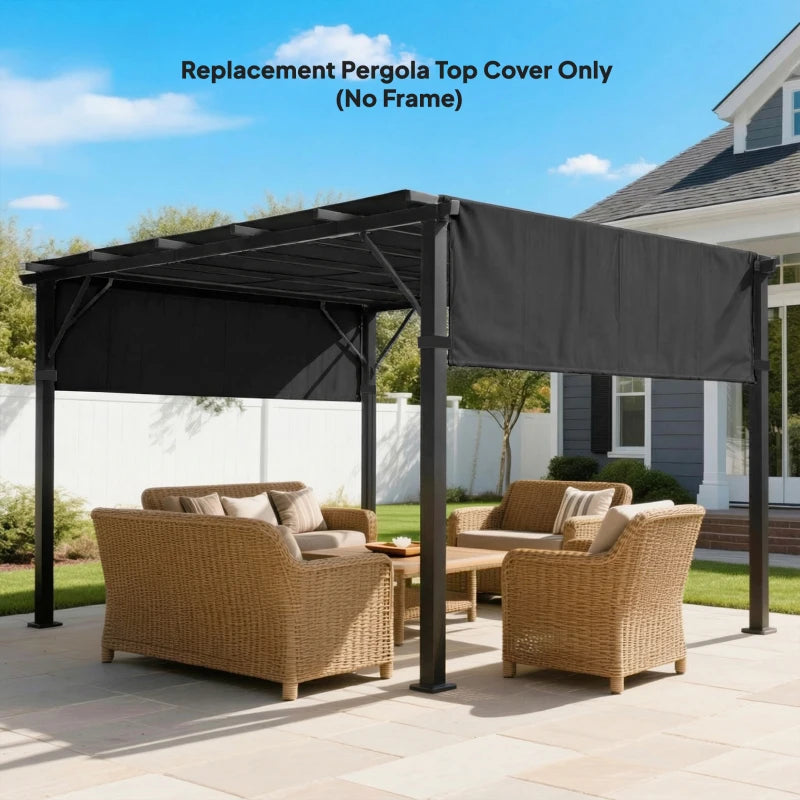 2 Pcs UV Protection Pergola Replacement Canopy, Pergola Shade Cover, Easy to Install, for 10' x 10' Pergola, Black
