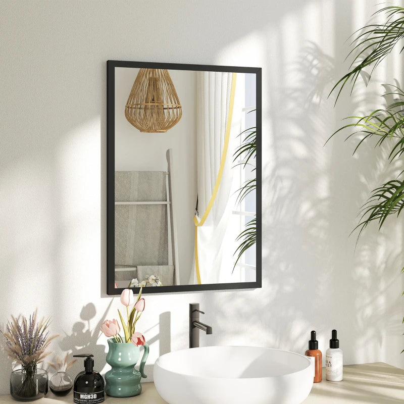 20" x 28" Bathroom Mirror for Wall, Rectangular Mirror for Living Room, Bedroom, Entryway, Black