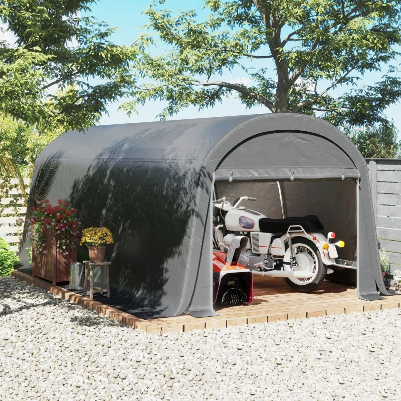10' x 20' Portable Shed, Motorcycle Bike Tent with Roll-up Door, Galvanised Steel Frame for Garden Tools, Dark Grey
