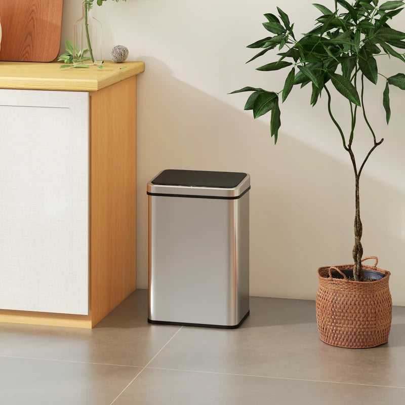 10.6 Gallon Automatic Garbage Can with Soft-Close Lid, Touchless Trash Can with Fingerprint Resistant Stainless Steel