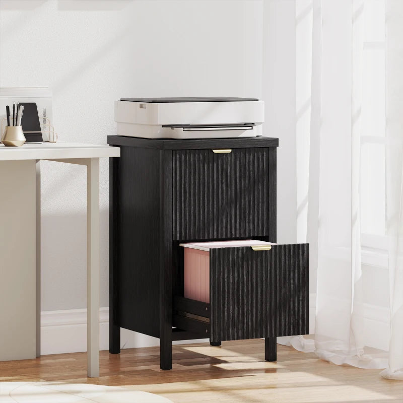 2 Drawer File Cabinet with Silent Slides, Vertical Modern Filing Cabinet Fits Letter/A4 Size Home Office, Black