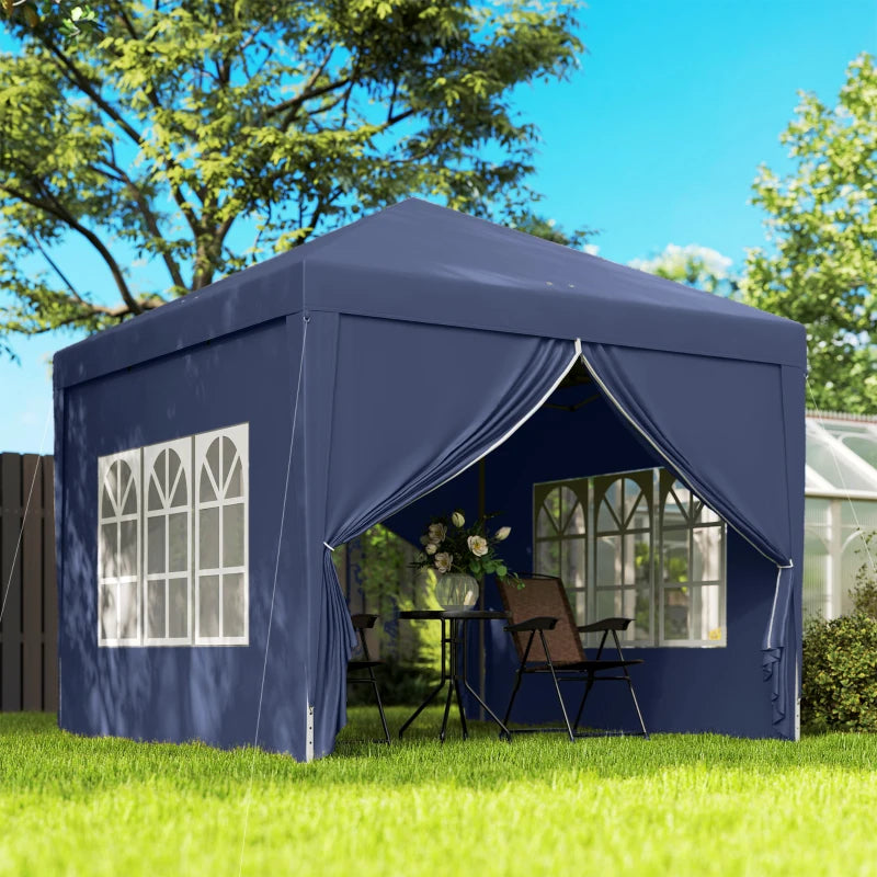 10'x10' Outdoor Pop Up Party Tent Wedding Gazebo Canopy with Carrying Bag (Blue)