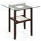 24 Inch 2-Tier Square Glass Coffee Table Center Table with Storage Shelf-Brown